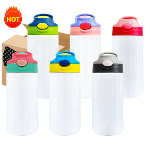 25 Pack 50 Pack 12oz China Warehouse White Blank Sublimation Sports Kids Water Bottle_GGblanks