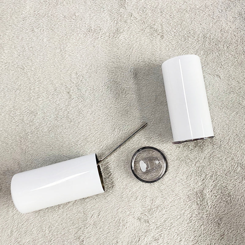 China RTS_15oz White Skinny Straight Tumbler with All Accesseries 50pcs/case-GGblanks