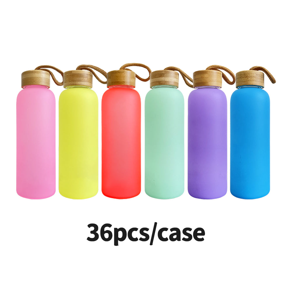 36 Pack 20oz Blank Sublimation Colorful Glass Bottle with Bamboo Lid and Rope_GGblanks