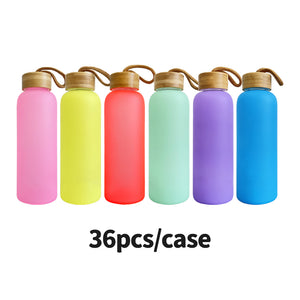36 Pack 20oz Blank Sublimation Colorful Glass Bottle with Bamboo Lid and Rope_GGblanks
