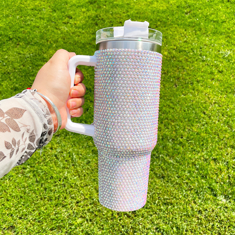 16 Pack 40oz H1.0 Colorful Rhinestone Full Coverd Bling Stanley Style Travel Mug Tumbler_GGbblanks