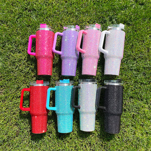 16 Pack 40oz H1.0 Colorful Rhinestone Full Coverd Bling Stanley Style Travel Mug Tumbler_GGbblanks