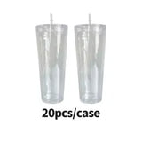 20 Pack 24oz Double Walled BPA Free Snow Globe Plastic Acrylic Cups with Lids and Straws_GGblanks