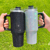 16 Pack 40oz H1.0 Colorful Rhinestone Full Coverd Bling Stanley Style Travel Mug Tumbler_GGbblanks