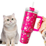 China RTS_H1.0 40oz Laser Engraving Dog Cat Paws Powder Coated Tumbler With Handle Lid And Straw Sold by Case-GGblanks
