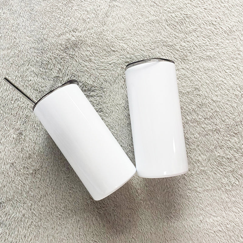China RTS_15oz White Skinny Straight Tumbler with All Accesseries 50pcs/case-GGblanks