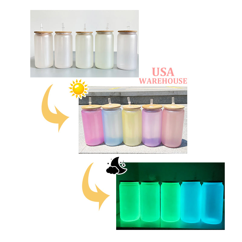Halloween Cups 16oz UV Color Change and Glow In The Dark Sublimation Glass Can_GGblanks