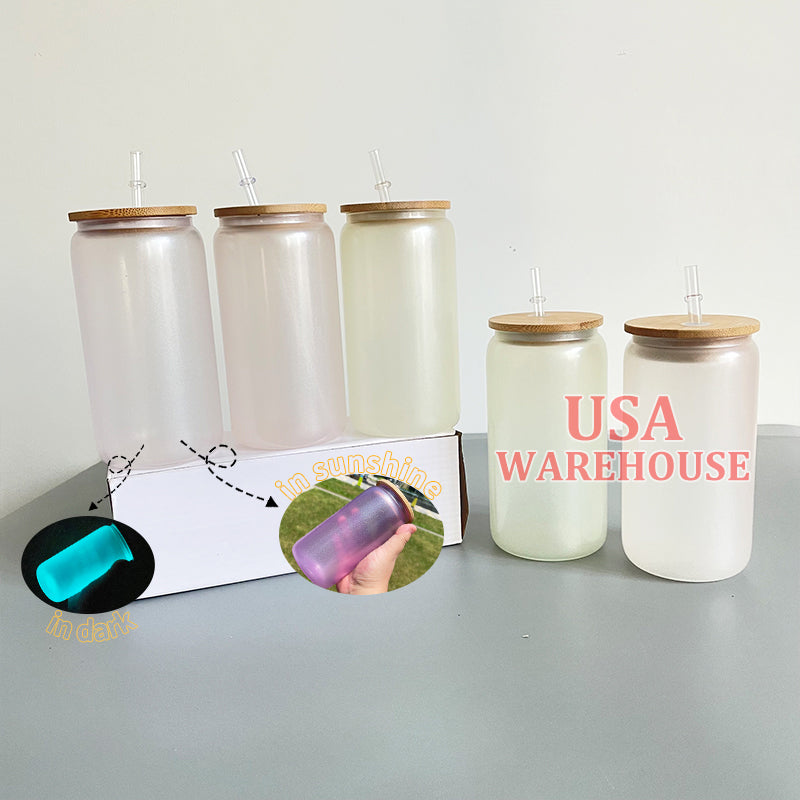Halloween Cups 16oz UV Color Change and Glow In The Dark Sublimation Glass Can_GGblanks