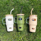 China RTS_Free shipping Silicone Sleeve Bamboo Lid Cup with Time Marker Handle Straw Coffee Reusable Water Bottles Glass Tumbler-GGblanks