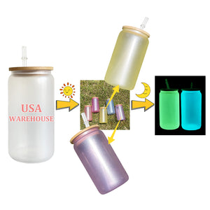 Halloween Cups 16oz UV Color Change and Glow In The Dark Sublimation Glass Can_GGblanks
