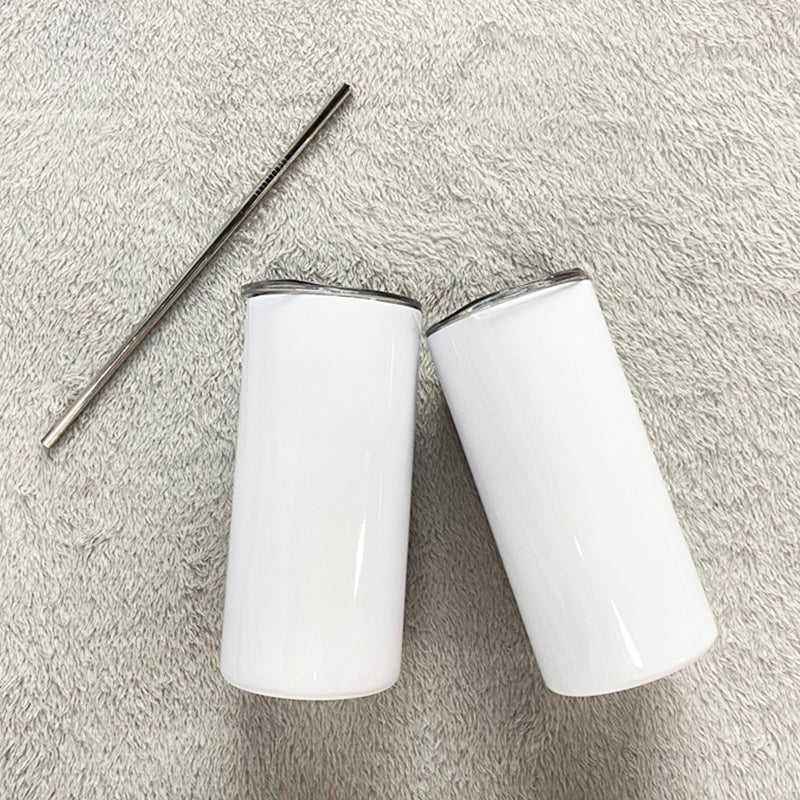 China RTS_15oz White Skinny Straight Tumbler with All Accesseries 50pcs/case-GGblanks