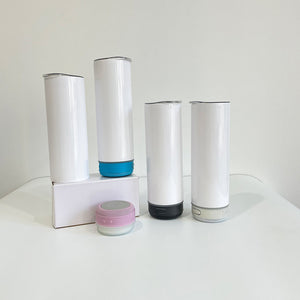 25 Pack Sublimation White Blank 20oz glow in the dark Bluetooth Speaker Tumblers_GGblanks