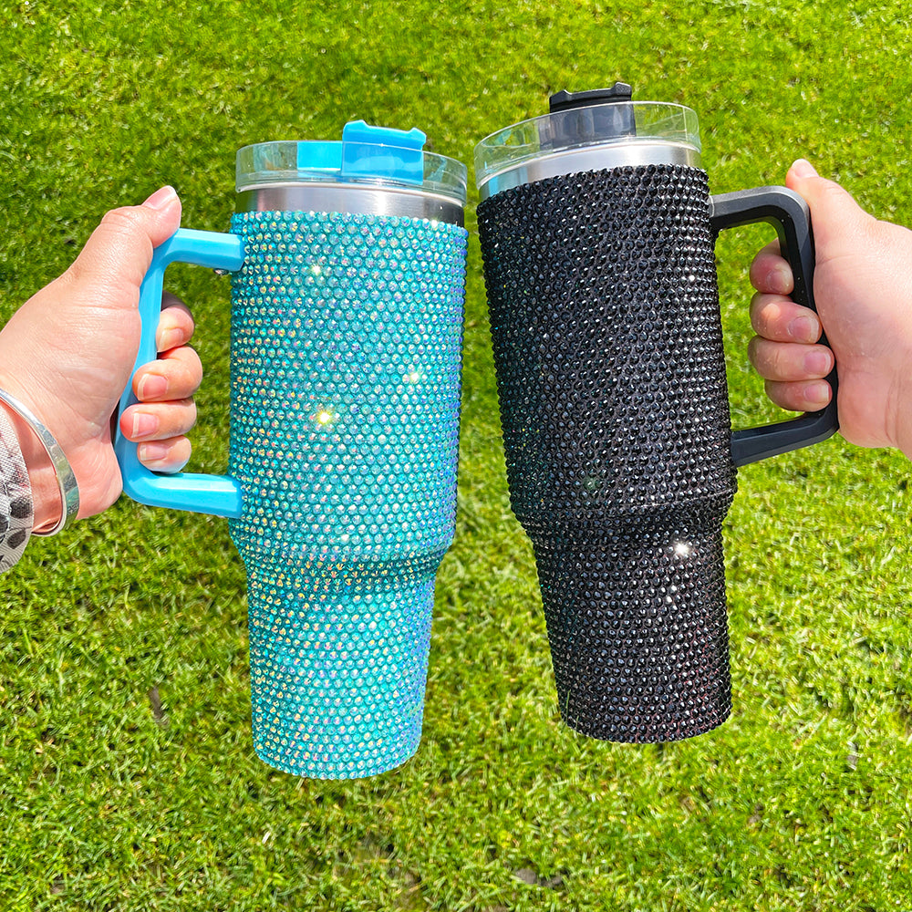 16 Pack 40oz H1.0 Colorful Rhinestone Full Coverd Bling Stanley Style Travel Mug Tumbler_GGbblanks