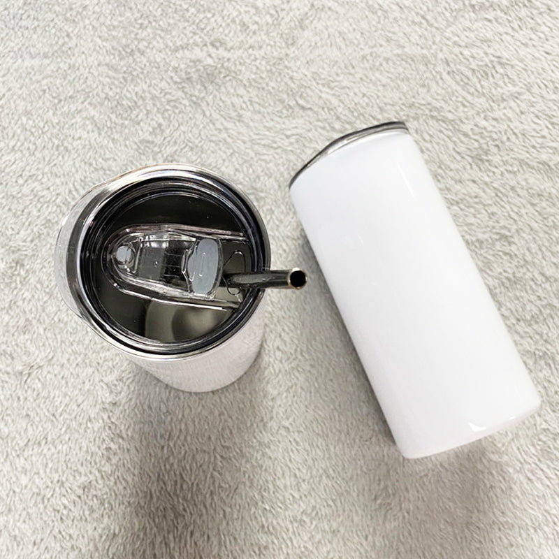 China RTS_15oz White Skinny Straight Tumbler with All Accesseries 50pcs/case-GGblanks