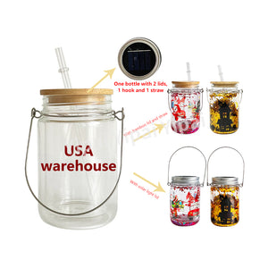 36 Pack USA RTS 11oz Solar Lights Mason Jar Glowing Elf Glass Can wind Spinner_GGblanks