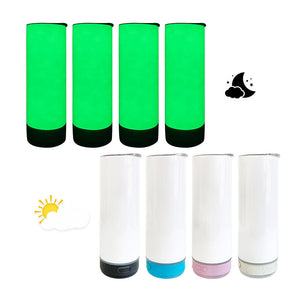 25 Pack Sublimation White Blank 20oz glow in the dark Bluetooth Speaker Tumblers_GGblanks