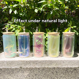 35 Pack 20oz Blank Sublimation Mixed 5 Colors Iridescent Beer Glass Can With Bamboo Lid And Plastic Straw_GGblanks