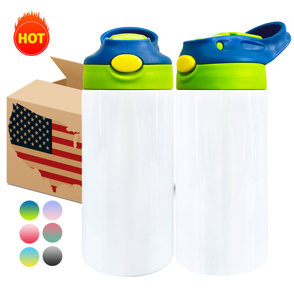 25 Pack 50 Pack 12oz China Warehouse White Blank Sublimation Sports Kids Water Bottle_GGblanks