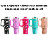 China RTS_H1.0 40oz Laser Engraving Dog Cat Paws Powder Coated Tumbler With Handle Lid And Straw Sold by Case-GGblanks