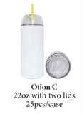 25 Pack 20oz 22oz Sublimation Tumbler With Diy Dome Lid And Slide Lid_GGblanks