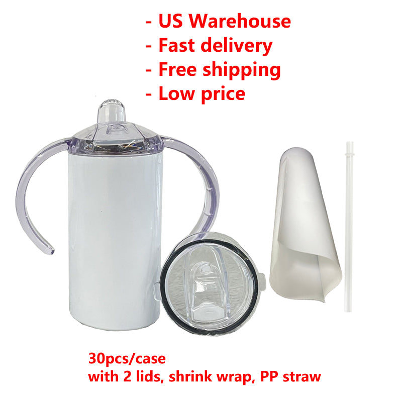 12oz Straight Tumbler Sippy Tumbler with Double Lids for Kids 30pcs/case_GGblanks