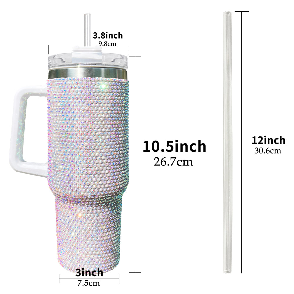 16 Pack 40oz H1.0 Colorful Rhinestone Full Coverd Bling Stanley Style Travel Mug Tumbler_GGbblanks