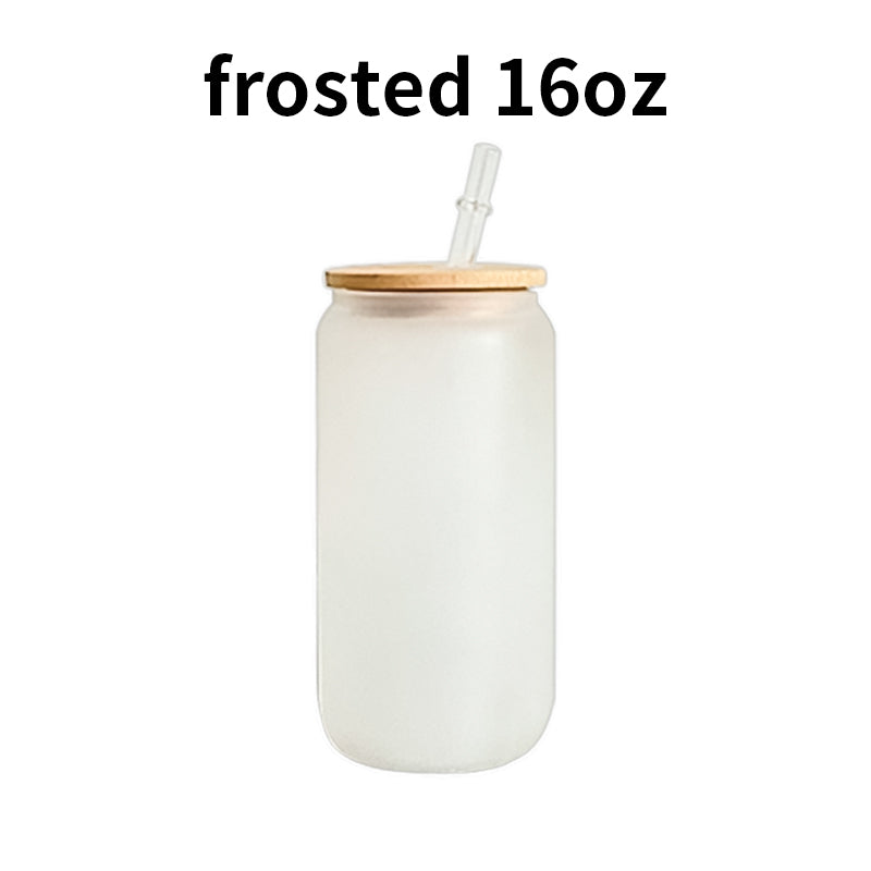 Frosted Glass Beer Cup Lid Straw  Frosted Glasses Lid Straw Set