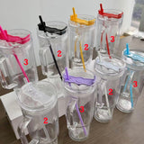 20 Pack GGblanks Glitter 40oz Clear Acrylic Snow Globe Cups Plastic Double Wall Tumbler with Pre Drilled Hole and Plug for UV DTF Transfer Wrap_GGblanks