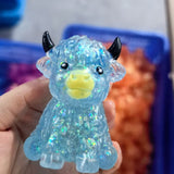 72 Pack Glitter Highland Cow Squishy Fidget Toy Maltose Slow Rising Highland Cow Squishies_GGblanks