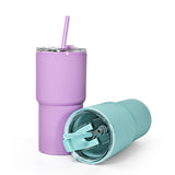 24 Pack 17oz Plastic Water Bottles with Colorful Straws and Clear Lids_GGblanks