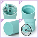 24 Pack 17oz Plastic Water Bottles with Colorful Straws and Clear Lids_GGblanks
