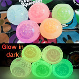 60 Pack Needoh Halloween Glowing in Dark Smiley Face Glitter Fuzzy Ball Squishy Stress Relief Fidget Toy for Kids_GGblanks