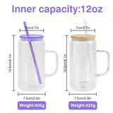 25 Pack 15oz China RTS double walled Snow Globe Glass Mugs with Hollow Handle_GGblanks