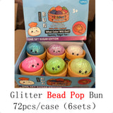 72 Pack 8.5cm Beads Glitter Dumpling Squishy Stress Relief Fidget Toys for Kids_GGblanks