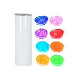 50 Pack 20oz Straight Sublimation Skinny Tumbler with Colored PP Lids_GGblanks