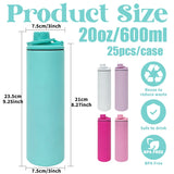 25 Pack Blank Macaron Sublimation 20oz Straight Sports Water Bottle with Two Lids_GGblanks