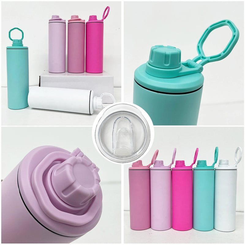 25 Pack Blank Macaron Sublimation 20oz Straight Sports Water Bottle with Two Lids_GGblanks