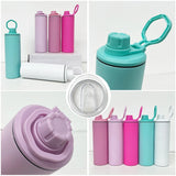 25 Pack Blank Macaron Sublimation 20oz Straight Sports Water Bottle with Two Lids_GGblanks