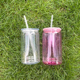 🔥16oz 20oz Libby Shape Acrylic Cans Plastic Can with Plastic or Bamboo Lids and Straws_GGblanks