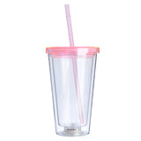 China RTS_Double Walled Led Transparent Luminous Creative 16oz Colorful Cup With Plastic Lids 60pcs/case_GGblanks