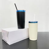 25 Pack Yeti 20oz Rainbow Plated Blue Plated Tumblers Power Coated Tumbers Car Cups Mugs with Colorful Straws_GGblanks