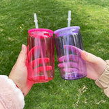 🔥16oz 20oz Libby Shape Acrylic Cans Plastic Can with Plastic or Bamboo Lids and Straws_GGblanks