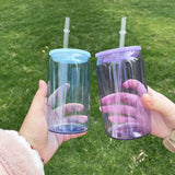 🔥16oz 20oz Libby Shape Acrylic Cans Plastic Can with Plastic or Bamboo Lids and Straws_GGblanks