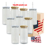 50 Pack 60 Pack 16oz 20oz Libby Shape Acrylic Cans Plastic Can with Plastic or Bamboo Lids and Straws_GGblanks