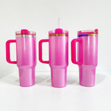 20 Pack 40oz Quencher Pink Shimmer New Stye Tumblers with pink straws_GGblanks