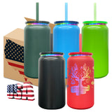 25 Pack USA RTS 16oz Christmas Stainless Steel Cans Rainbow Plated Black Red Blue Green Soda Cans_GGblanks