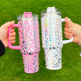 20 Pack 40oz Holographic Print Leopard Travel Quencher Tumblers 3 colors Mixed_GGblanks