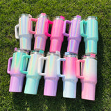 20 Pack 25 Pack 40oz Sublimation Blank Colorful Rainbow Shimmer Glitter Travel Tumbler with Handle_GGblanks