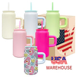 25 Pack 16oz Stainless Steel Can with Handle Hot Pink White Blue Green Mugs for Blank Sublimation Kids_GGblanks