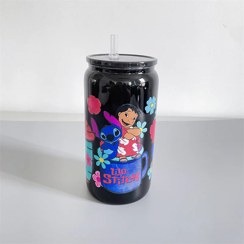 18oz Can Shaped Glass, Black Happy Things Inside printed